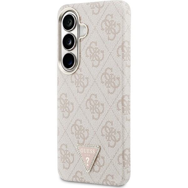 Guess PU Leather 4G Strass Trojuholníkové Logo Zlatý Rám Magnetický kryt Samsung Galaxy S26 ružový - Puzdra - Obrázok 44894c49b3064ec5856c275b5db6b359