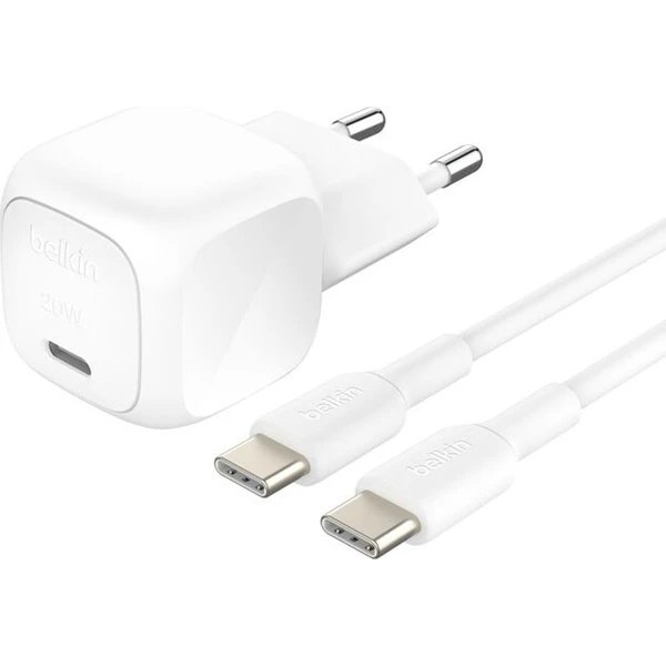 Belkin BOOST CHARGE™ 20W USB-C Power Delivery PPS nabíjačka, 1m USB-C/USB-C kábel biela - Nabíjačky - Hlavný obrázok