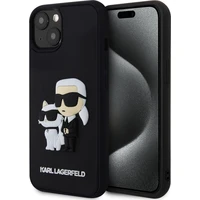 Karl Lagerfeld 3D Rubber Karl a Choupette kryt iPhone 13 čierny - Puzdra