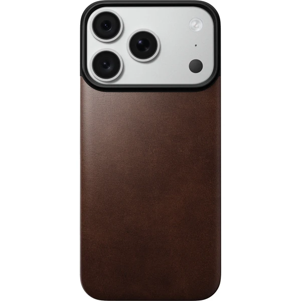 Nomad Magnetic Leather Back (Horween) MagSafe kožený kryt iPhone 17 Pro/18 Pro Rustic Brown - Puzdra - Obrázok 44aec2b09e6a4be0bc9d58517ea97d78
