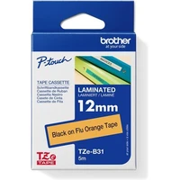 Brother TZe-B31 páska čierna na fluorescenčné oranžové 12 mm - Pásky pre štítkovače