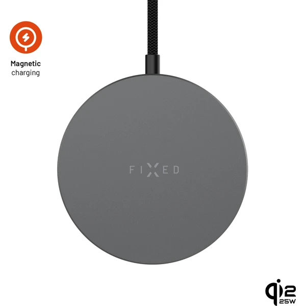 FIXED MagPad Slim Qi2.2/MagSafe bezdrátová nabíječka, 25W, vesmírně šedá - Nabíjačky - Hlavný obrázok