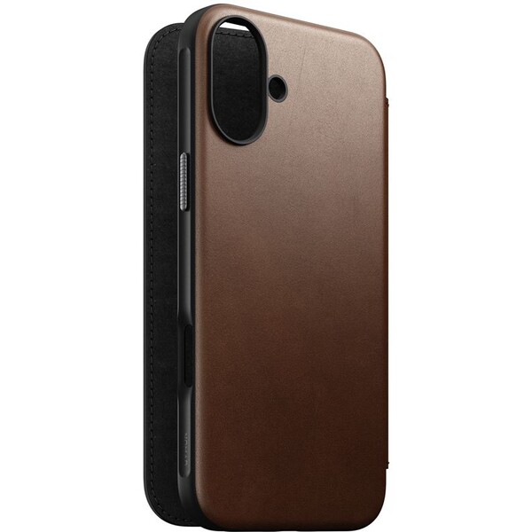 Nomad Modern Leather Folio MagSafe púzdro iPhone 16 Plus hnedé