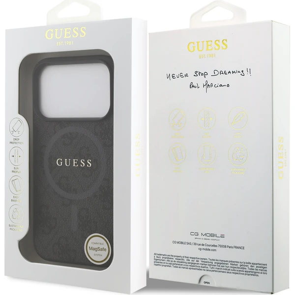 Guess PU Leather 4G Colored Ring MagSafe Zadný Kryt pre iPhone 17 Pro čierny - Puzdra - Obrázok 454dc58ed3ab436d805a3061b0e73b82