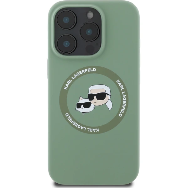 Karl Lagerfeld Liquid Silicone K&CH Heads MagSafe kryt iPhone 16 Pro zelený - Puzdra - Obrázok 4555b483036c430eb411f88beb4ecb8b