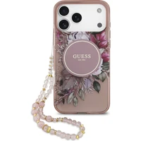 Guess IML Flowers Strap MagSafe kryt iPhone 17 Pro Max ružový - Puzdra