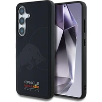 Kožený sieťovaný vak s vyrazeným logom Oracle Red Bull Racing MagSafe kryt Samsung Galaxy S25 modrý - Puzdra