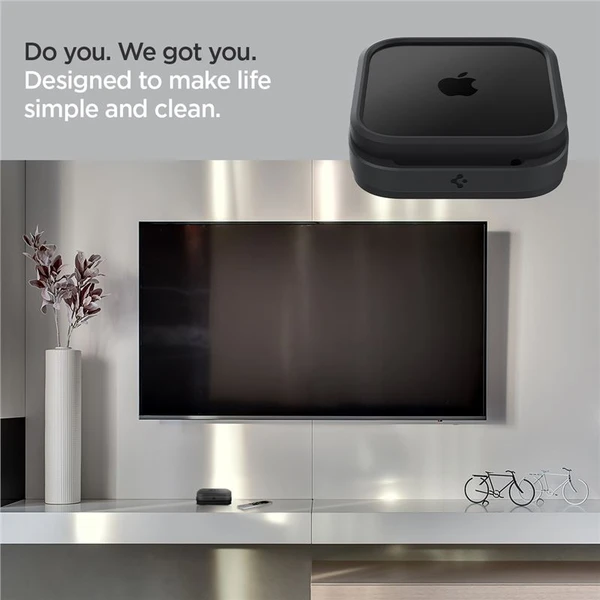 Spigen Silicone Fit Mount silikónový držiak pre Apple TV 4K 3th Gen (2022) čierny - Držiaky - Obrázok 4574f960d5af4db58ebe03285b3635c8
