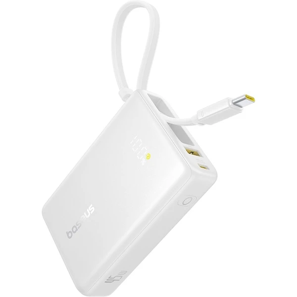 Powerbanka Baseus PicoGo 10000mAh 45W s digitálnym displejom a káblom USB-C biela - Powerbanky - Obrázok 45AE000N01