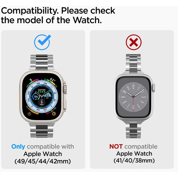 Spigen Modern Fit 316L remienok Apple Watch 49/45/44/42mm strieborný - Remienky - Obrázok 45D5000L01