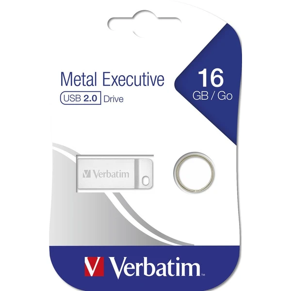 VERBATIM Flash Disk 16GB Metal Executive, USB 2.0, strieborný - Flashdisky - Obrázok 45R2000P01