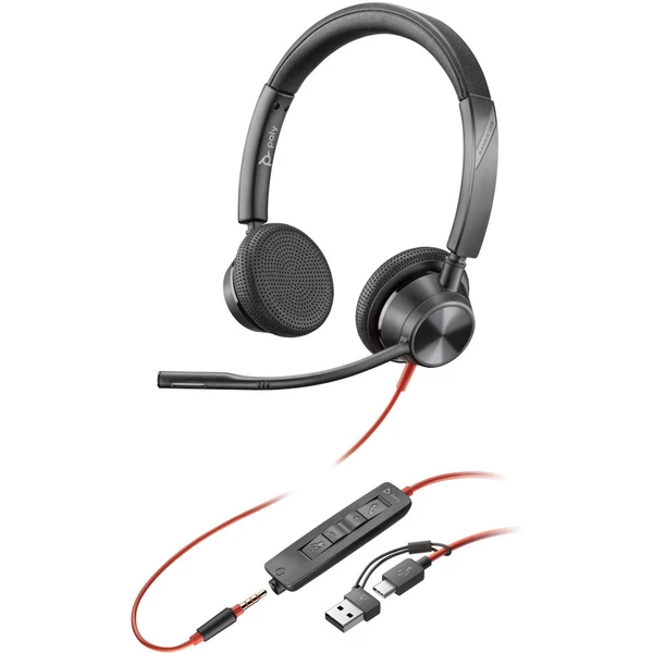 Poly Blackwire 3325 headset + 3.5mm Plug a USB-C/A adaptér - Slúchadlá - Hlavný obrázok
