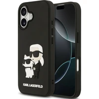 Karl Lagerfeld 3D Rubber Karl and Choupette kryt iPhone 17 čierny - Puzdra