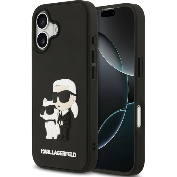 Karl Lagerfeld 3D Rubber Karl and Choupette kryt iPhone 17 čierny - Puzdra - Hlavný obrázok