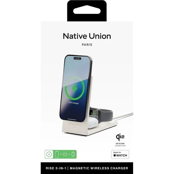 Native Union Rise 3v1 Qi2 (MagSafe) bezdrôtová nabíjačka s adaptérmi sivá - Nabíjačky - Obrázok 460edc5ef3d84769840d7fd878cdff8a