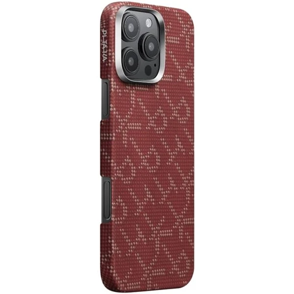 Pitaka Tactile Woven Case kryt iPhone 16 Pre PTK Red/Gold - Puzdra - Hlavný obrázok