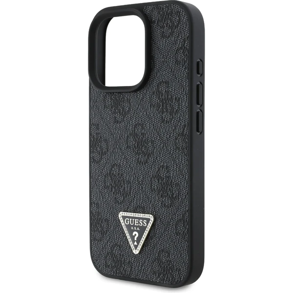 Guess PU 4G Strass Triangle Metal Logo kryt + Crossbody Popruh pre iPhone 16 Pro čierny - Puzdra - Obrázok 4638fcdce5ad41898256aa9de432eec6