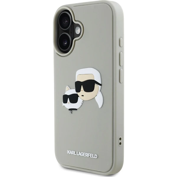 Karl Lagerfeld 3D Rubber Double Heads kryt iPhone 16 béžový - Puzdra - Obrázok 463f177304e44bb6bba008f6eb3d3b3e