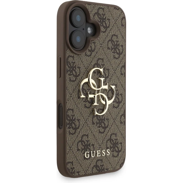Guess PU 4G Metal Logo Strap kryt iPhone 16 hnedý - Puzdra - Obrázok 4642920cb3014b858c723e50b3deafb5