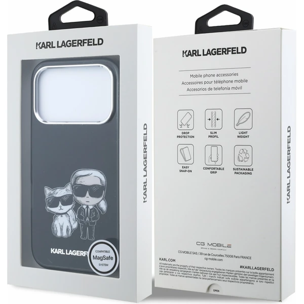 Karl Lagerfeld PU Semi Wrap Smooth Sketch Bodies Magsafe Zadný Kryt pre iPhone 18 Pro Black - Puzdra - Obrázok 465f0e915dae402895fb2bc65f8e6ffe