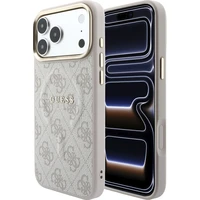 Guess PU Leather 4G Gold Frame Embossed MagSafe kryt iPhone 18 Pro ružový - Puzdra