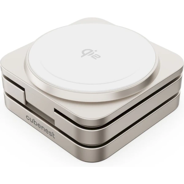 Cubenest SQ312 Fold Pro Qi2 (MagSafe) 3v1 magnetická nabíjačka titánová - Nabíjačky - Obrázok 46S8000J01
