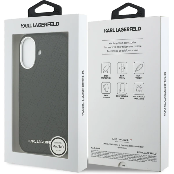 Karl Lagerfeld Grained PU Repeated Logo MagSafe kryt iPhone 17 čierny - Puzdra - Obrázok 46a54e1736fa40b6baccb5dba8e04600