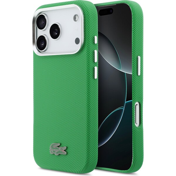 Lacoste PVC Iconic Petit Pique Metal Logo MagSafe kryt iPhone 17 Pro zelený - Puzdra - Hlavný obrázok