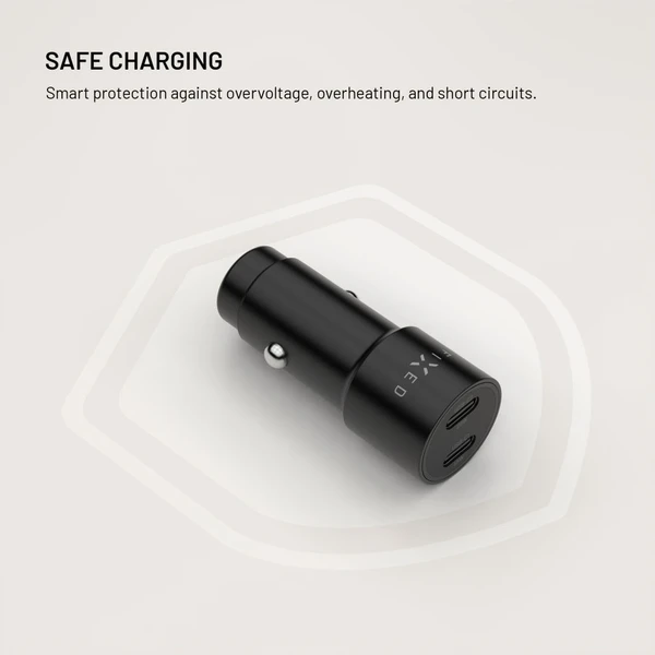 FIXED autonabíjačka s 2xUSB-C výstupom, podpora PD 3.0, 65W, čierna - Nabíjačky - Obrázok 46d9671e5f3e4317b50c40abfb4d045f