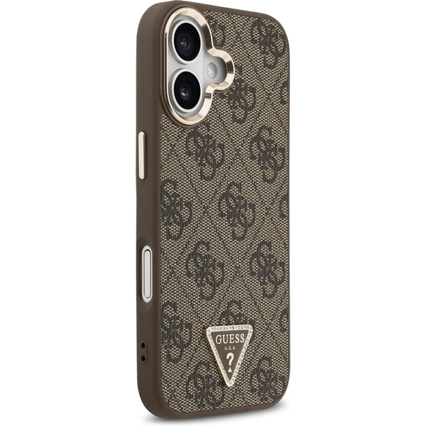 Guess PU Leather 4G Triangle Logo Gold Frame MagSafe kryt iPhone 17 hnedý - Puzdra - Obrázok 46e5e9a63fa94753b140ffe2a262e969
