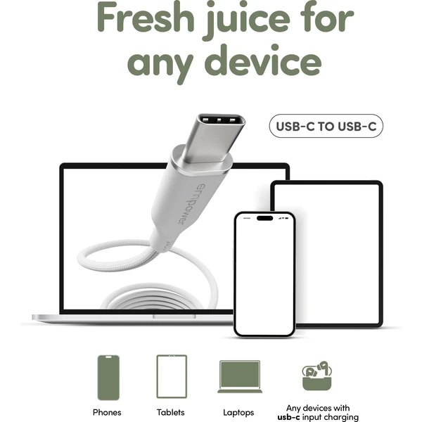 PanzerGlass USB-C/USB-C magnetický napájací kábel 240W 1,5m biely - Káble a redukcie - Obrázok 473J000K01