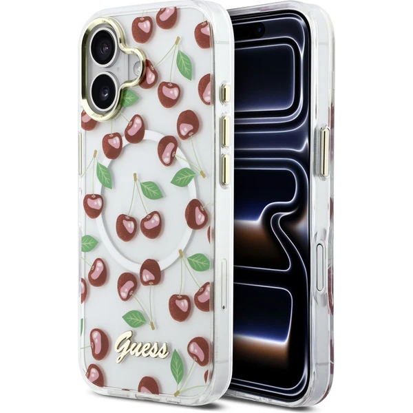 Guess IML Glitter Cherry MagSafe kryt iPhone 17 - Puzdra - Hlavný obrázok