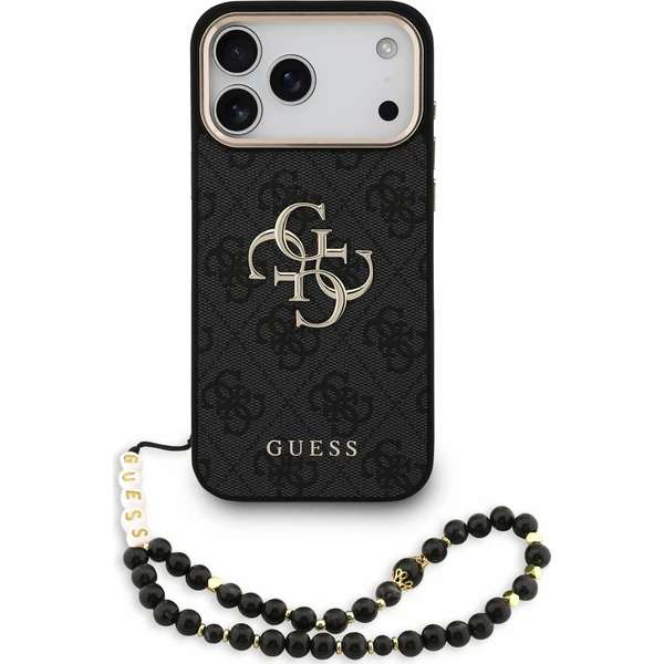 Guess PU 4G Metal Logo Strap Zadný kryt pre iPhone 18 Pro Max Black - Puzdra - Hlavný obrázok