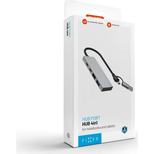 FIXED 4-portový hliníkový USB-C HUB Port s USB-A adaptérem vesmírně šedý - USB huby - Obrázok 4790d0a82d1f41e884bc4d59f3a263ce