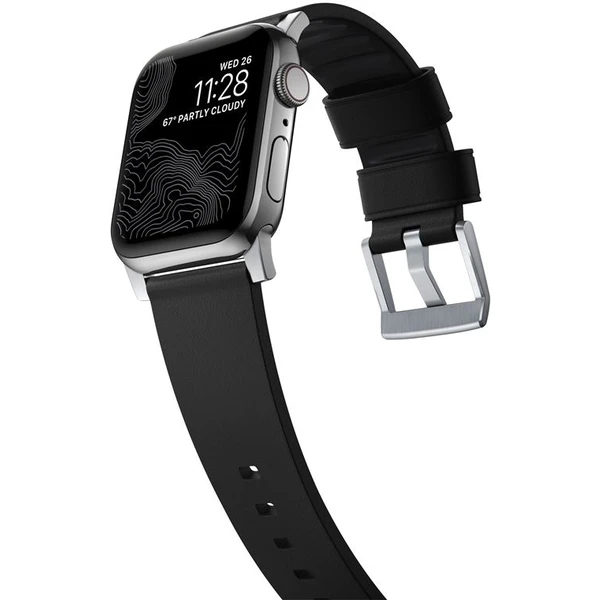 Nomad Active Strap Pre hydrofóbny kožený remienok Apple Watch 49/45/44/42mm čierny/strieborný - Remienky - Obrázok 47G1000K01