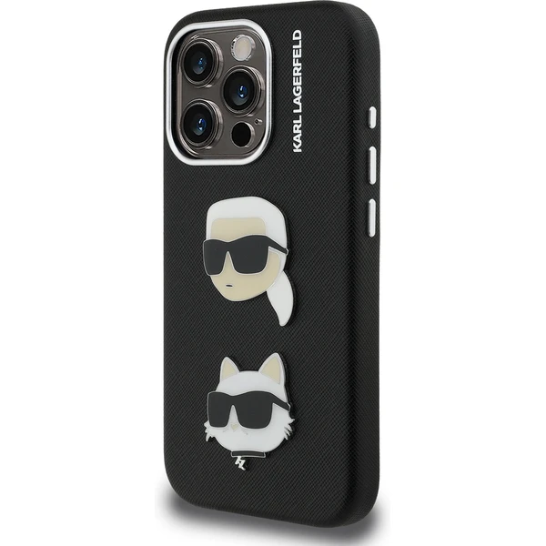Karl Lagerfeld Grained PU K&CH Heads kryt iPhone 15 Pro Max čierny - Puzdra - Obrázok 47a90ec7586441a4a4b35493e8874091