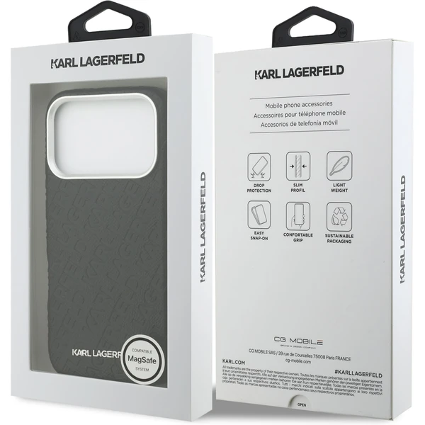 Karl Lagerfeld Grained PU Repeated Logo MagSafe kryt iPhone 17 Pro čierny - Puzdra - Obrázok 47c26f39d6a943489a978d850062fdd1