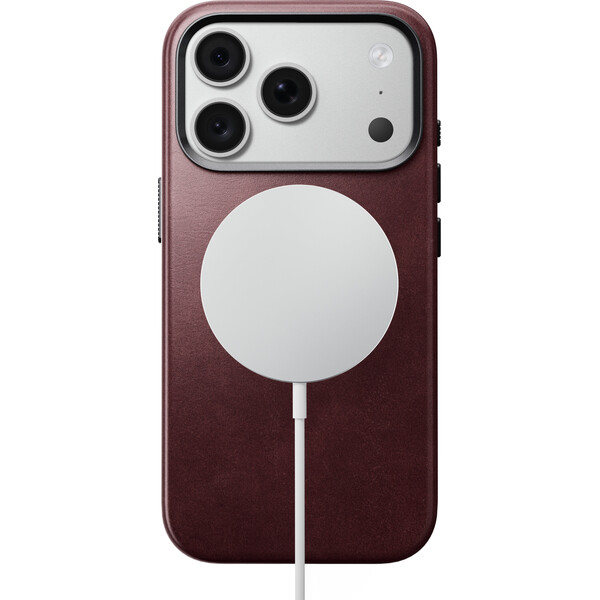 Nomad Traditional Leather (Horween) MagSafe kožený kryt iPhone 17 Pro/18 Pro Burgundy - Puzdra - Obrázok 48152d106a9449df8700cf3ebc98c623