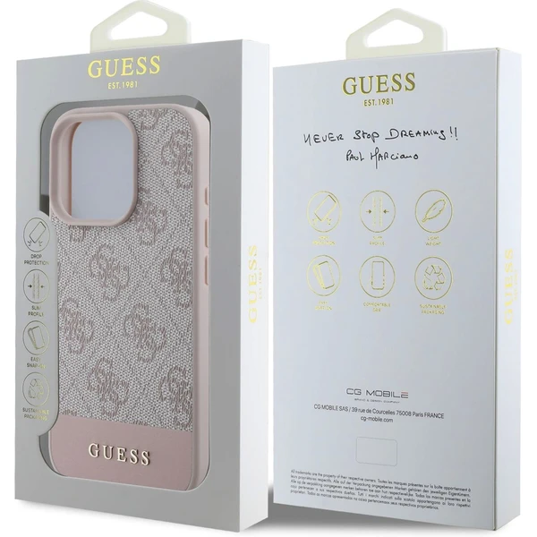 Guess PU 4G Stripe kryt iPhone 16 Pro Max ružový - Puzdra - Obrázok 482063cdff294441ac6b23e77f480b90