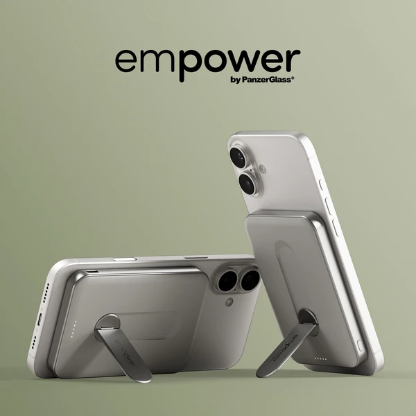 PanzerGlass® empower bezdrôtová Qi2 powerbanka 5000 mAh, MagSafe, otočný stojan, sivá - Powerbanky - Obrázok 483J000K01