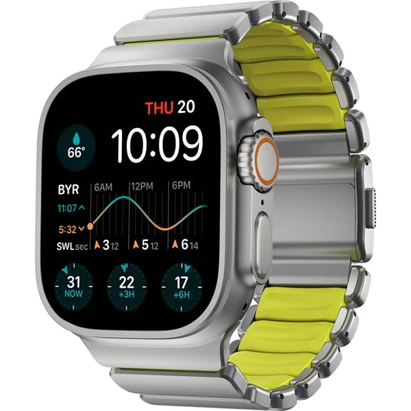 Nomad Stratos Band FKM remienok Apple Watch 45/46/49mm Natural Titanium/Volt - Remienky - Hlavný obrázok