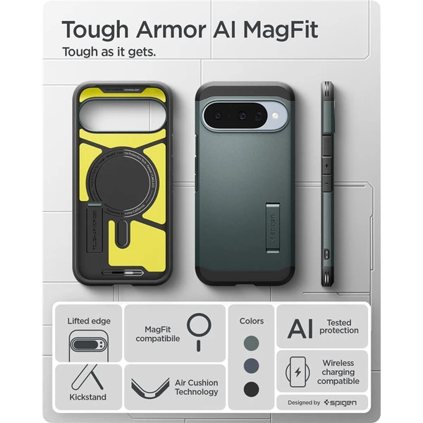 Spigen Tough Armor MagSafe kryt Google Pixel 10/10 Pro zelený - Puzdra - Obrázok 489e1213140645aabb5b346b731e4910