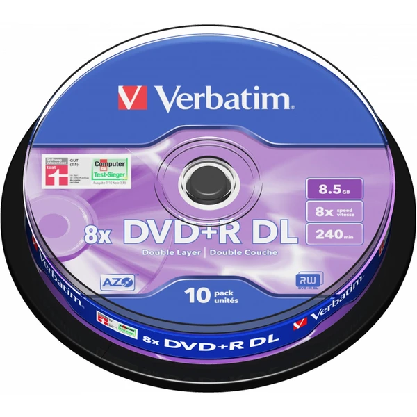 VERBATIM DVD+R(10 ks) Double layer/8x/8.5GB/spindle - Optické disky - Hlavný obrázok