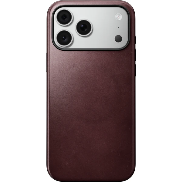 Nomad Modern Leather (Horween) MagSafe kožený kryt iPhone 17 Pro Max/18 Pro Max Burgundy - Puzdra - Obrázok 48b7346cc8544ddbbc221528ec866a54