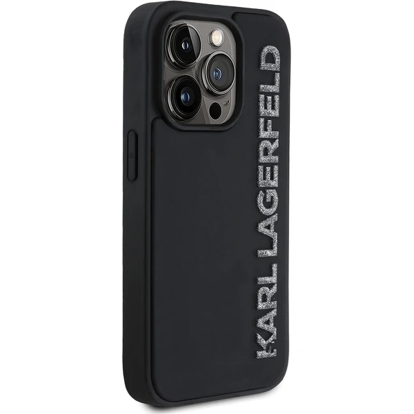 Karl Lagerfeld 3D Rubber Glitter Logo kryt iPhone 13 Pre čierny - Puzdra - Obrázok 48d24722e5fb4aca9ecb0fea0b8000d3