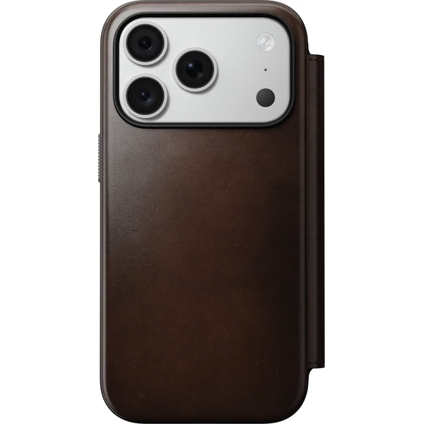 Nomad Modern Leather Folio (Horween) MagSafe kožené puzdro iPhone 17 Pro/18 Pro Rustic Brown - Puzdra - Obrázok 48fb7341a12649c48e55852f80baab5e