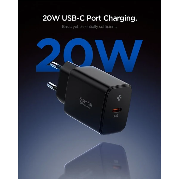 Spigen Essential 20W USB-C nabíjačka (EE201EU) čierna - Nabíjačky - Obrázok 494c27af67b745fa9b50375fc8458936