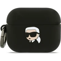 Karl Lagerfeld 3D Logo NFT Karl Head silikónové puzdro AirPods Pro 3 čierne - Puzdra