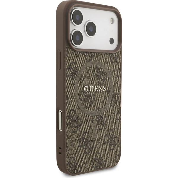 Guess PU Leather 4G Colored Ring MagSafe Zadný Kryt pre iPhone 17 Pro Max hnedý - Puzdra - Obrázok 49593557aceb4ed1af4c92ac0d2662aa
