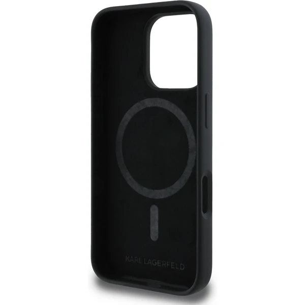 Karl Lagerfeld Liquid Silicone Karl a Choupette MagSafe kryt iPhone 16 Pro Max čierny - Puzdra - Obrázok 49732baf27314582bacd674fe6d355a9